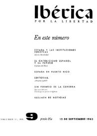 Ibérica por la libertad. Volumen 11, Nº 9, 15 de septiembre de 1963 | Biblioteca Virtual Miguel de Cervantes