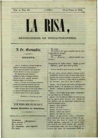 La risa : enciclopedia de extravagancias. Tom. II, Núm. 40, 14 de enero de 1844 | Biblioteca Virtual Miguel de Cervantes