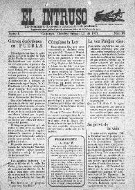 El intruso. Tri-Semanario Joco-serio netamente independiente. Tomo I, núm. 89, sábado 22 de octubre de 1921 | Biblioteca Virtual Miguel de Cervantes