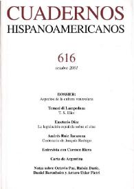 Cuadernos Hispanoamericanos. Núm. 616, octubre 2001 | Biblioteca Virtual Miguel de Cervantes