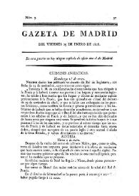 Gazeta de Madrid. 1808. Núm. 9, 29 de enero de 1808 | Biblioteca Virtual Miguel de Cervantes