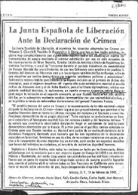 La Junta Española de Liberación ante la Declaración de Crimea. México, D. F., 13 de febrero de 1945 | Biblioteca Virtual Miguel de Cervantes