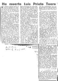 Ha muerto Luis Prieto Tuero / P. G. B. | Biblioteca Virtual Miguel de Cervantes