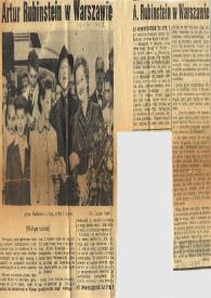 Artur (Arthur) Rubinstein w Warszawie | Biblioteca Virtual Miguel de Cervantes