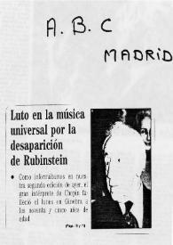 Luto en la música universal por la desaparición de Rubinstein : Adiós a Arturo (Arthur) Rulbinstein | Biblioteca Virtual Miguel de Cervantes