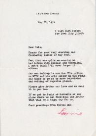 Carta dirigida a Aniela Rubinstein. Nueva York, 28-05-1974 | Biblioteca Virtual Miguel de Cervantes