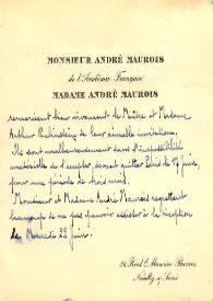 Tarjeta dirigida a Aniela y Arthur Rubinstein. París (Francia) | Biblioteca Virtual Miguel de Cervantes