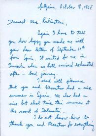 Carta dirigida a Aniela Rubinstein. Ljubljana (Eslovenia), 18-10-1967 | Biblioteca Virtual Miguel de Cervantes