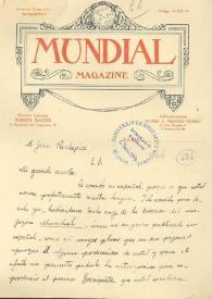 Carta manuscrita en papel de Mundial Magazine | Biblioteca Virtual Miguel de Cervantes