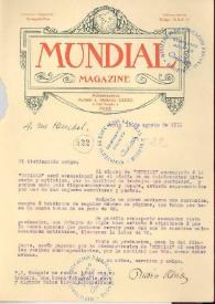 Carta mecanografiada en papel de Mundial Magazine | Biblioteca Virtual Miguel de Cervantes