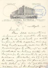Carta manuscrita con membrete del Hotel Lutetia de París | Biblioteca Virtual Miguel de Cervantes