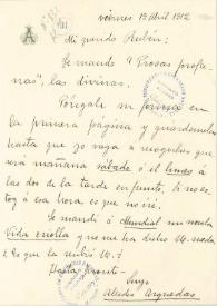 Carta de Arguedas, Alcides | Biblioteca Virtual Miguel de Cervantes