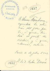 Carta de Blanco Fombona, Rufino | Biblioteca Virtual Miguel de Cervantes