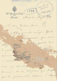 Carta de Manuel Bueno a Rubén Darío. Huelva, 19 de mayo de 1911 | Biblioteca Virtual Miguel de Cervantes