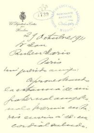 Carta de Manuel Bueno a Rubén Darío. Huelva, 29 de octubre de 1911 | Biblioteca Virtual Miguel de Cervantes