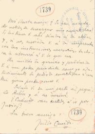Carta de Julio Camba a Rubén Darío | Biblioteca Virtual Miguel de Cervantes