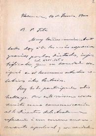 Carta de Luis Tramoyeres Blasco a Fidel Fita comunicando el hallazgo de una inscripción de Valencia | Biblioteca Virtual Miguel de Cervantes