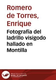 Fotografía del ladrillo visigodo hallado en Montilla | Biblioteca Virtual Miguel de Cervantes