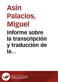 Informe sobre la transcripción y traducción de la inscripción hebrea hallada en Gerona. | Biblioteca Virtual Miguel de Cervantes