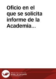 Oficio en el que se solicita informe de la Academia sobre el revoque de la fachada de la Torre de los Lujanes. | Biblioteca Virtual Miguel de Cervantes