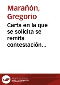 Carta en la que se solicita se remita contestación acerca del nombramiento de uno de los miembros de la Academia para que forme parte del patronato del Museo del Pueblo Español. | Biblioteca Virtual Miguel de Cervantes