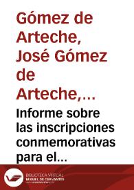 Informe sobre las inscripciones conmemorativas para el monumento a Pedro Velarde y Santiyán en Santander. | Biblioteca Virtual Miguel de Cervantes