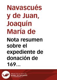 Nota resumen sobre el expediente de donación de 169 dirhames por la Junta General de Comercio, Moneda y Minas. | Biblioteca Virtual Miguel de Cervantes