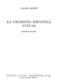 La filosofía española actual / Julián Marías | Biblioteca Virtual Miguel de Cervantes