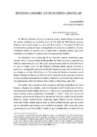 Eugenio Asensio, un humanista singular / Aurora Egido | Biblioteca Virtual Miguel de Cervantes