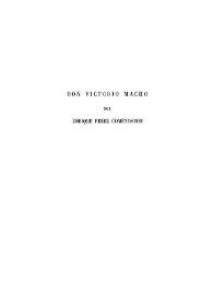 Don Victorio Macho / por Enrique Pérez Comendador | Biblioteca Virtual Miguel de Cervantes