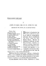 Junta pública de 29 de junio de 1940 : recepción del Excelentísimo Sr. D. Natalio Rivas / V. Castañeda | Biblioteca Virtual Miguel de Cervantes