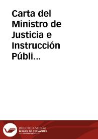 Carta del Ministro de Justicia e Instrucción Pública a Rafael Altamira. [1909] | Biblioteca Virtual Miguel de Cervantes
