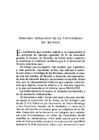 Emblema heráldico de la Universidad de Murcia / El Marqués del Saltillo | Biblioteca Virtual Miguel de Cervantes