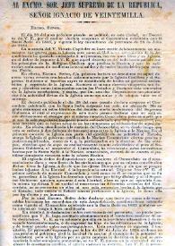 Al Excmo. Sor. Jefe Supremo de la República, señor Ignacio de Veintemilla / Ramón Acevedo | Biblioteca Virtual Miguel de Cervantes