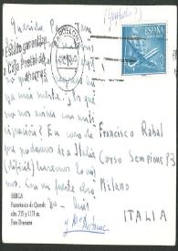 Postal de Luis Goytisolo y María Antonia Gil a Francisco Rabal. Barcelona, 22 de noviembre de 1962 | Biblioteca Virtual Miguel de Cervantes