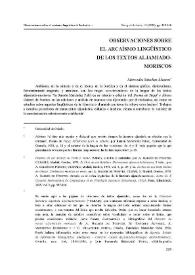 Observaciones sobre el arcaísmo lingüistico de los textos aljamiado-moriscos / Mercedes Sánchez Álvarez | Biblioteca Virtual Miguel de Cervantes
