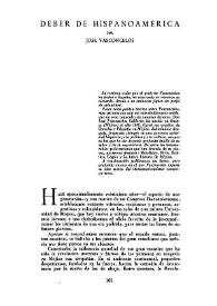 Deber de Hispanoamérica / por José Vasconcelos | Biblioteca Virtual Miguel de Cervantes