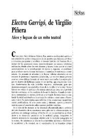 "Electra Garrigó", de Virgilio Piñera. Años y leguas de un mito teatral / Vicente Cervera Salinas | Biblioteca Virtual Miguel de Cervantes
