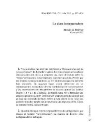La clase interpretadora / Hernán G. Bouvier | Biblioteca Virtual Miguel de Cervantes