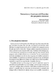 Naturaleza y funciones del Derecho  :  dos preguntas siamesas / Giovanni Tuzet | Biblioteca Virtual Miguel de Cervantes