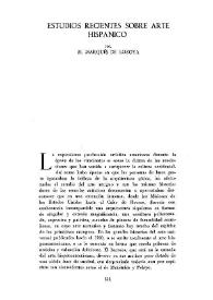 Estudios recientes sobre arte hispánico / por el Marqués de Lozoya | Biblioteca Virtual Miguel de Cervantes