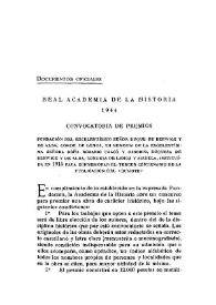 Real Academia de la Historia, 1944. Convocatoria de premios / V. Castañeda | Biblioteca Virtual Miguel de Cervantes