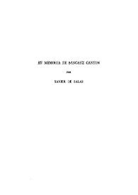 En memoria de Sánchez Cantón / por Xavier de Salas | Biblioteca Virtual Miguel de Cervantes