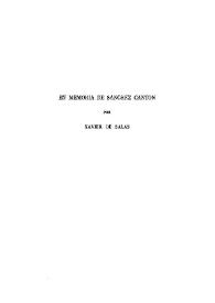 En memoria de Sánchez Cantón / por Xavier de Salas | Biblioteca Virtual Miguel de Cervantes