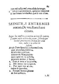 Saynete, y entremes nueuo, De una rana haze ciento / [de Velmonte] | Biblioteca Virtual Miguel de Cervantes