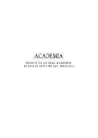 Academia : Boletín de la Real Academia de Bellas Artes de San Fernando. Segundo semestre 1972. Número 35. Preliminares e índice | Biblioteca Virtual Miguel de Cervantes