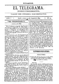 El Telegrama : diario progresista. Año I, núm. 53, viernes 30 de agosto de 1889 | Biblioteca Virtual Miguel de Cervantes