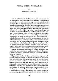 Poesía, ciencia y realidad / por Pedro Laín Entralgo | Biblioteca Virtual Miguel de Cervantes