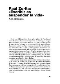 Raúl Zurita: "Escribir es suspender la vida" / Ana Solanes | Biblioteca Virtual Miguel de Cervantes