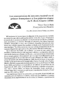 Los mecanismos de censura teatral en el primer franquismo y "Los pájaros ciegos" de V. Ruiz Iriarte (1948) / Víctor García Ruiz | Biblioteca Virtual Miguel de Cervantes